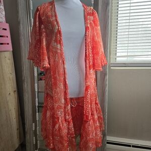 Abound Red Sheer Tunic Top
